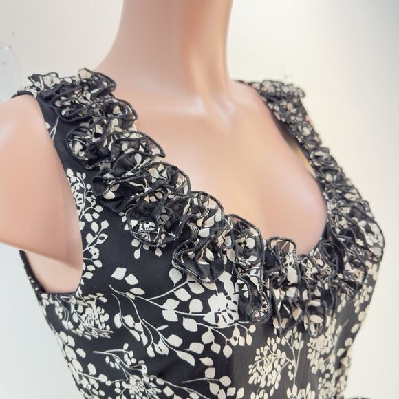 NWT Signature by Robbie Bee 8 Petite Ruffle Dress Women's Black White  NWT - Picture 5 of 16